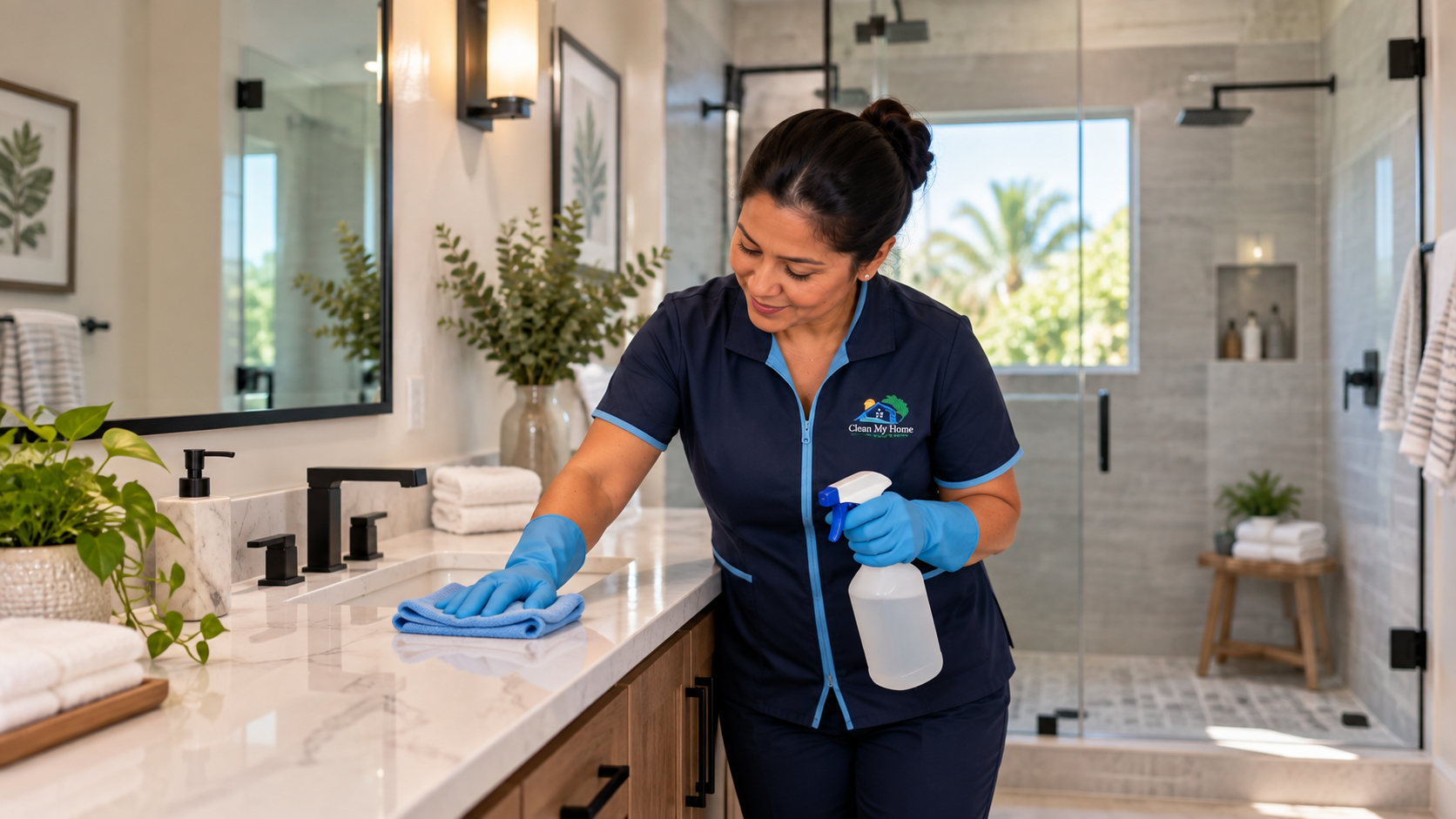 Cleaner detailing a home interior