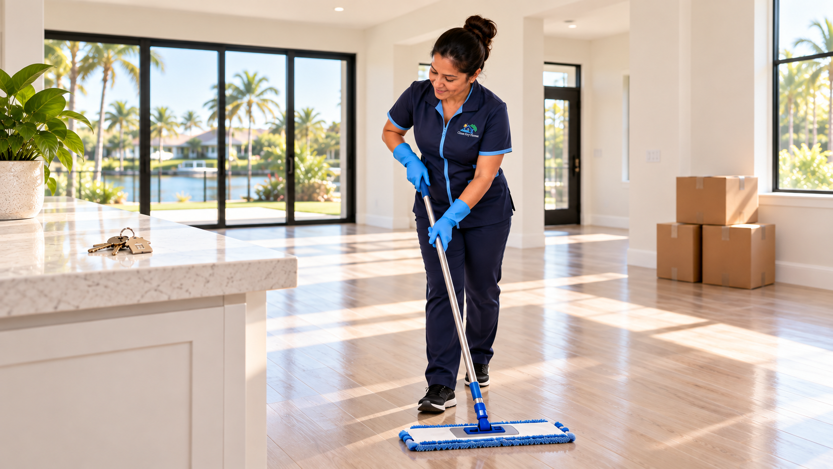 Cleaner preparing a vacant home